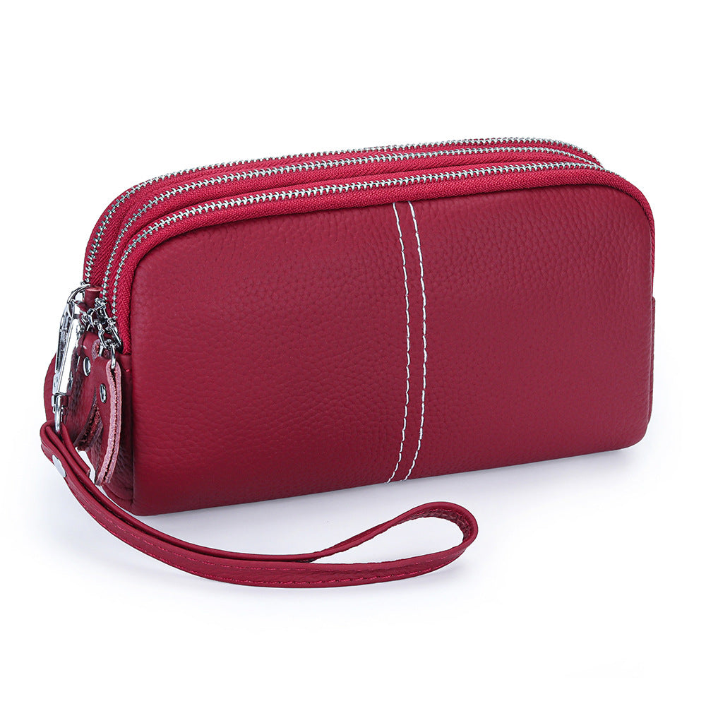 Women's Genuine Leather First Layer Cowhide Zip Wrist Fashion Women's Clutch