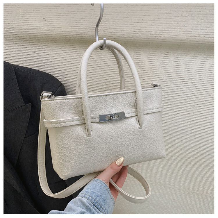 Korean Simple Retro Lychee Pattern Portable Female Spring Design Bags