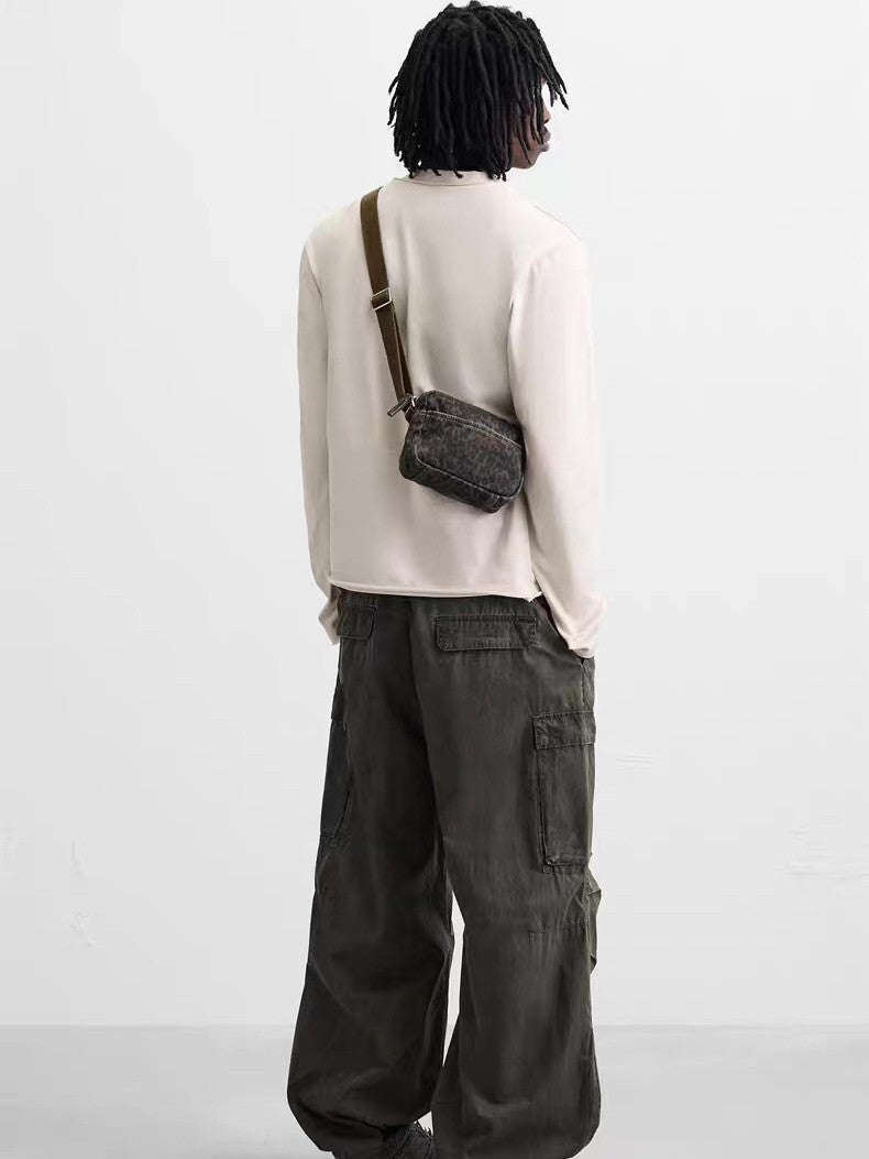 Men's Unisex Fashion Leopard Print Large Capacity With Men's Shoulder Bag