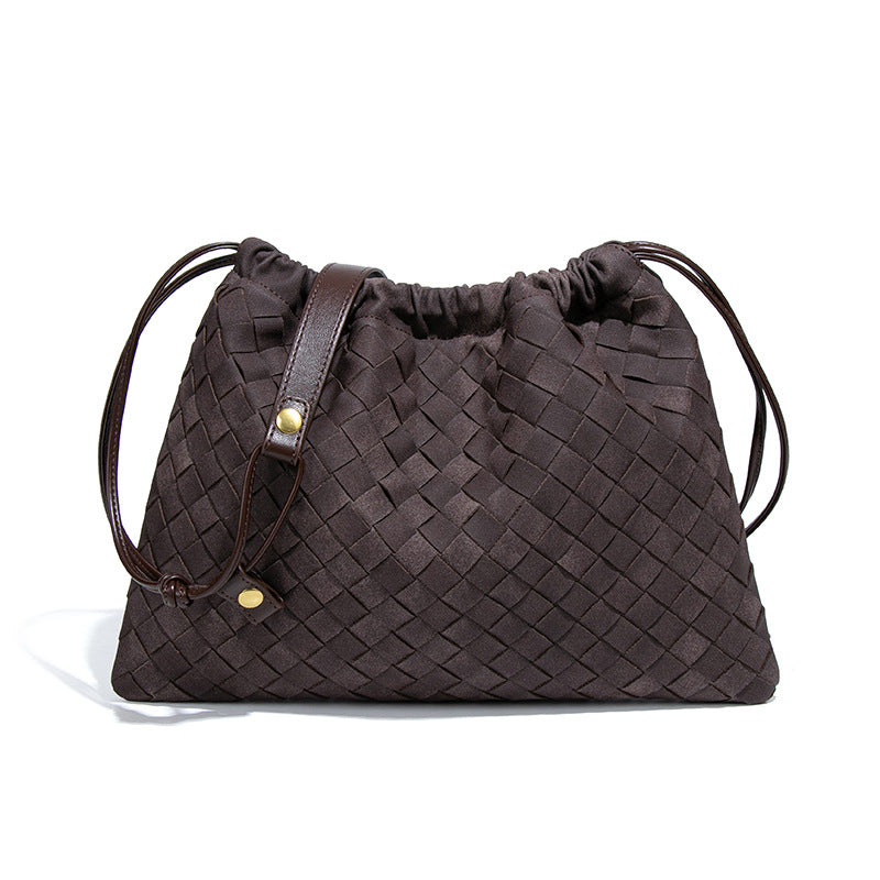 Woven Drawstring Ruffle Lucky Suede Frosted Cloud Bags