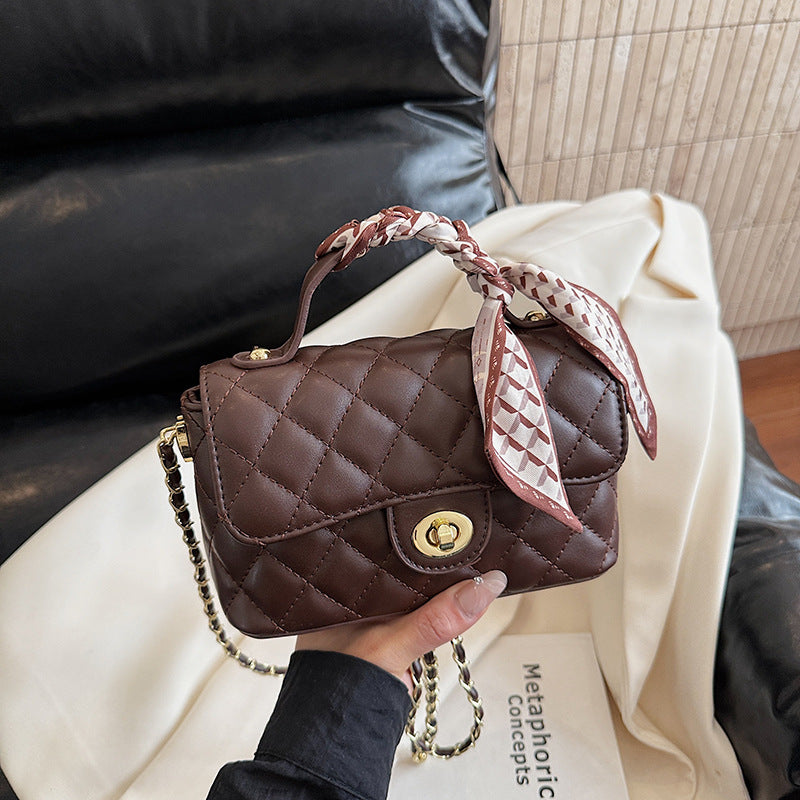 Women's Good-looking Embroidery Thread Rhombus Chain Simple Fashion Women's Shoulder Bag