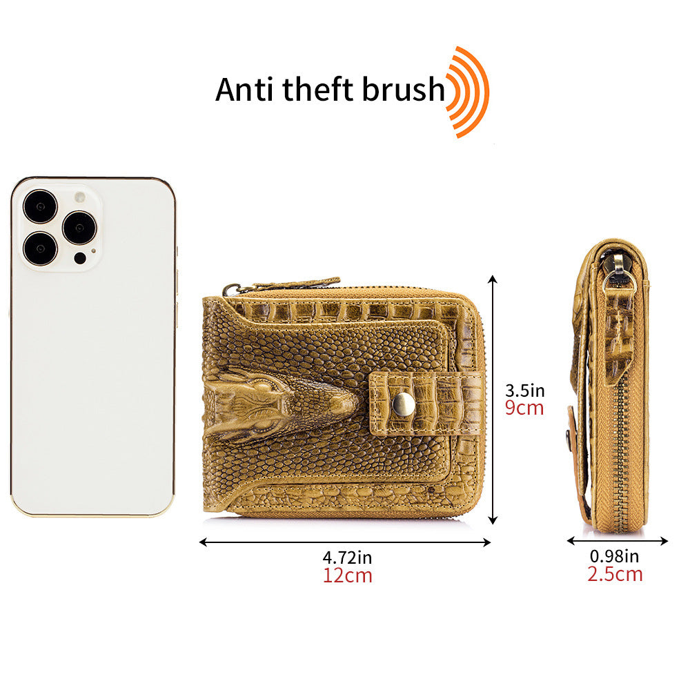 Men's Pattern Cowhide First Layer Short Multiple Slots Men's Wallet