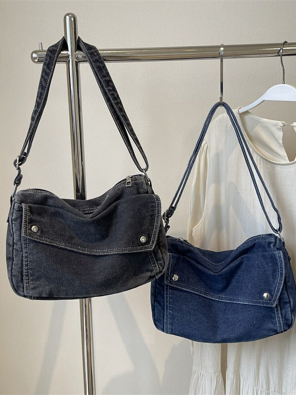Niche Geometric Denim Pillow Retro Fashion Women's Messenger Bag