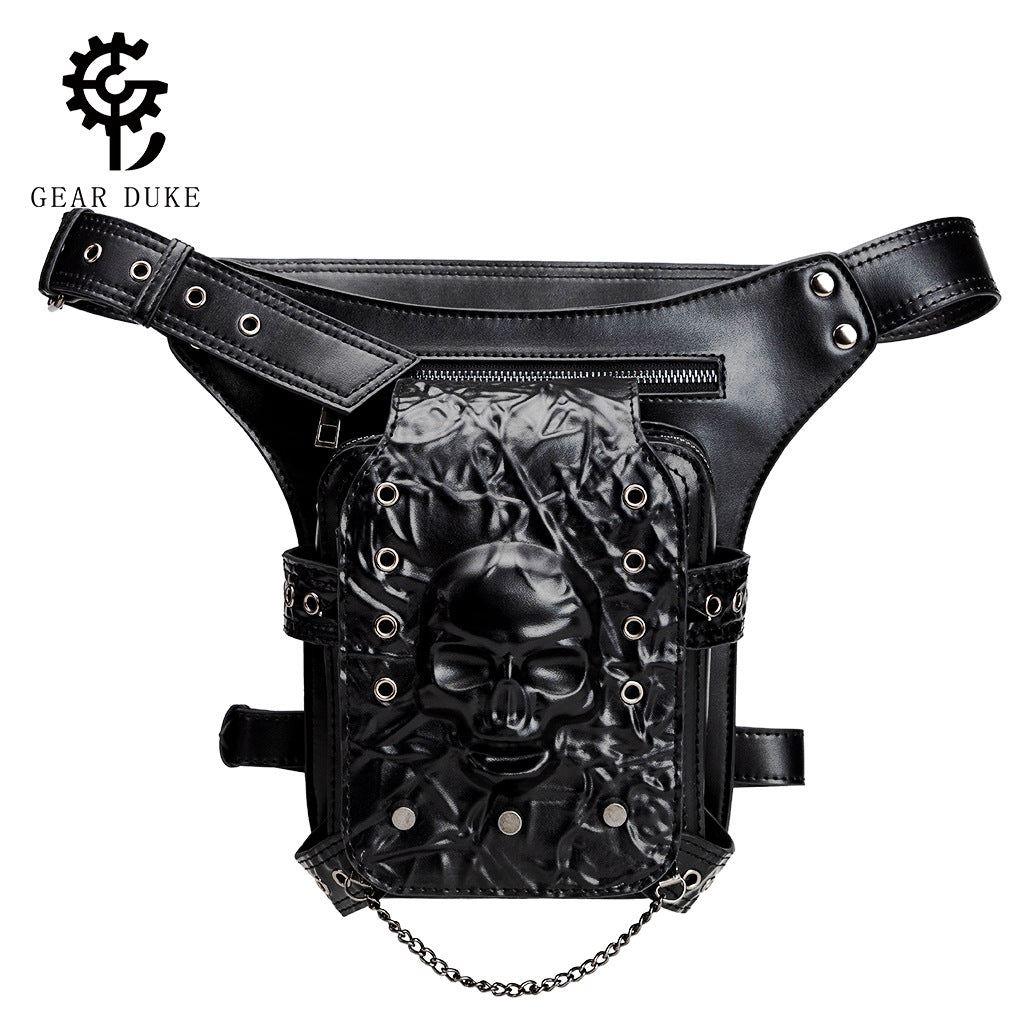 Men's Dark Goth Style Skull Embossed Niche Men's Fanny Pack
