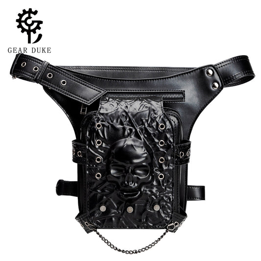 Men's Dark Goth Style Skull Embossed Niche Men's Fanny Pack