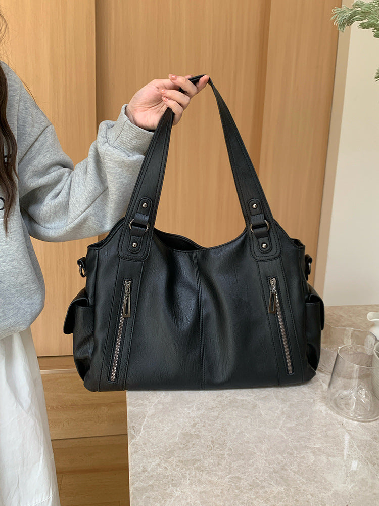 Women's Large Capacity Retro Easy Matching Black Tote Bags