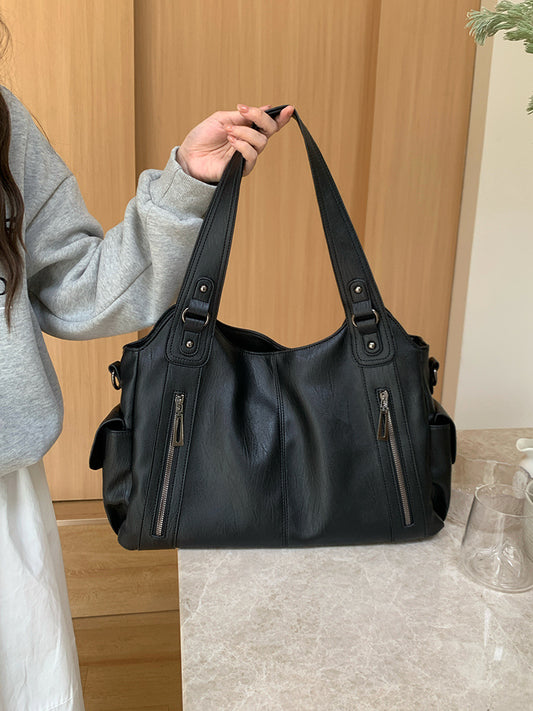 Women's Large Capacity Retro Easy Matching Black Tote Bags