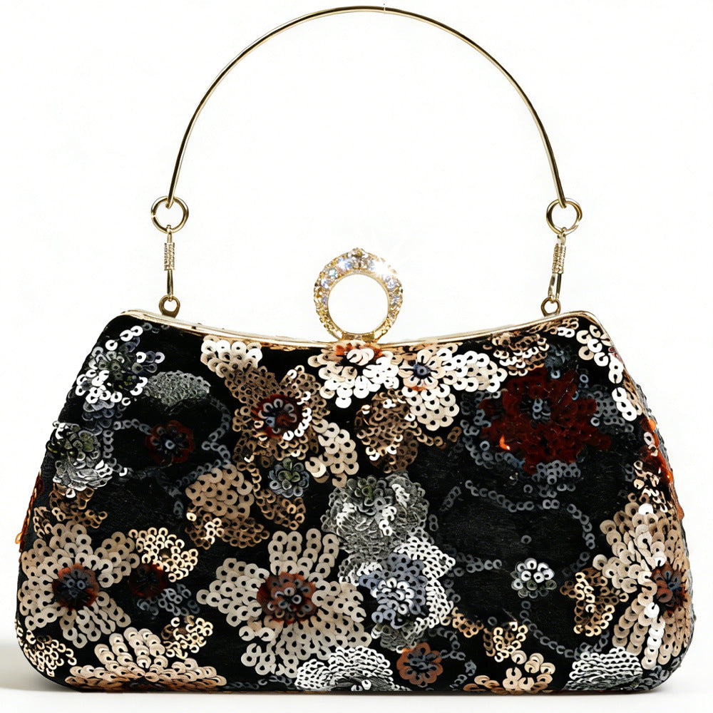 Women's Retro Sequined Flower Dinner Fashion Chain Women's Handbag