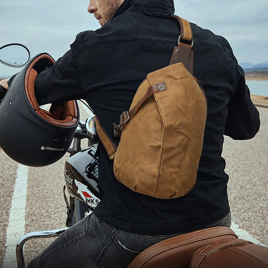 Men's Oil Wax Canvas First Layer Cowhide Men's Bags