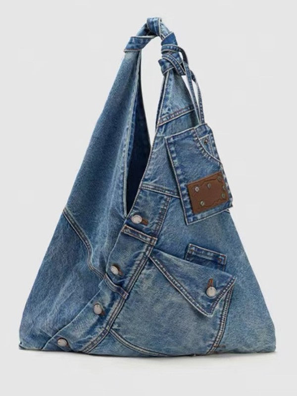 Women's Style Lazy Washed Denim Knotted Underarm Bags