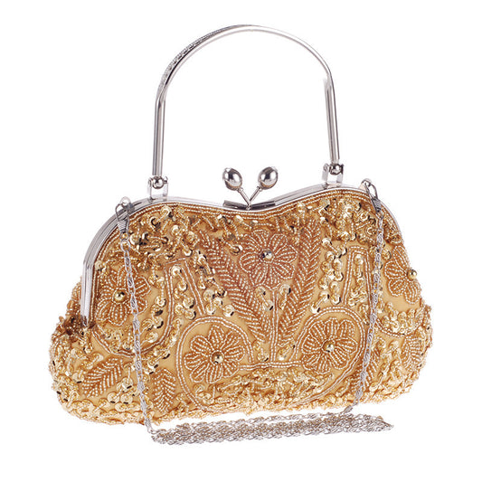 Women's Chinese Style Ethnic Beaded Old Party Clutch Dinner Bag