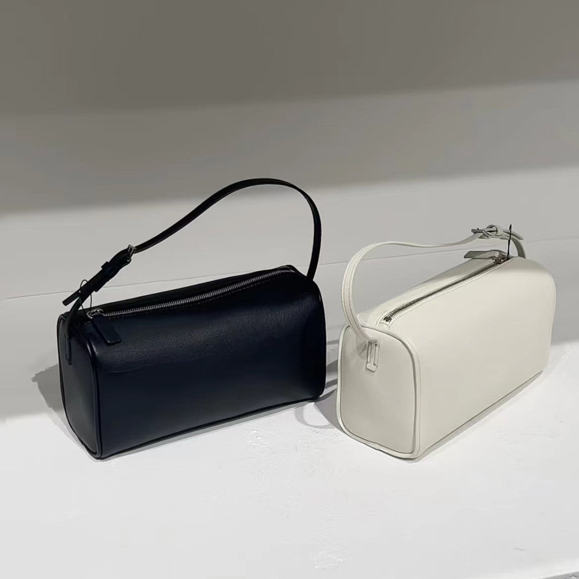 Style Niche Cattle Leather Pen Mini Simple Round Genuine Pencil Women's Shoulder Bag
