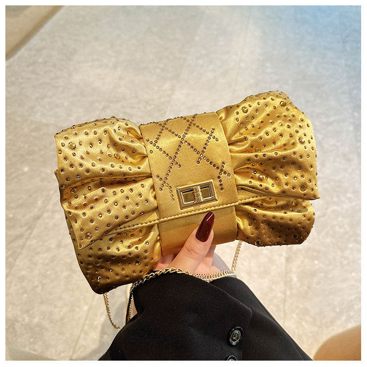 Bow Full Diamond Light Luxury Banquet Clutch Dinner Bag