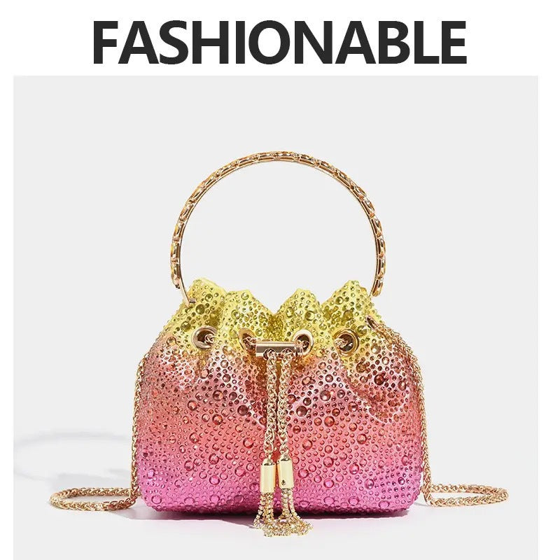 Shiny Advanced Rhinestone Sequins Chain Portable Bucket Bags