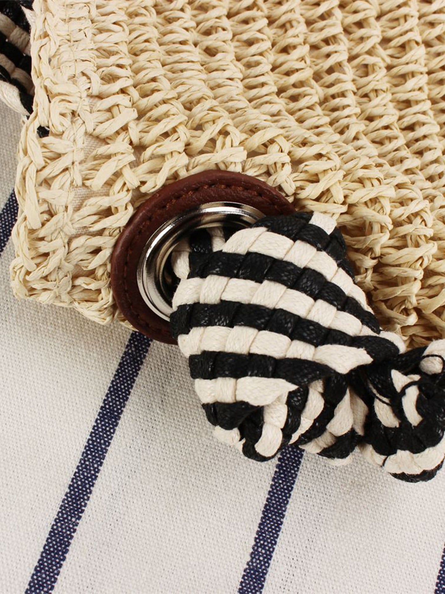 Navy Style Woven Knotted Strap Vacation Shoulder Bags