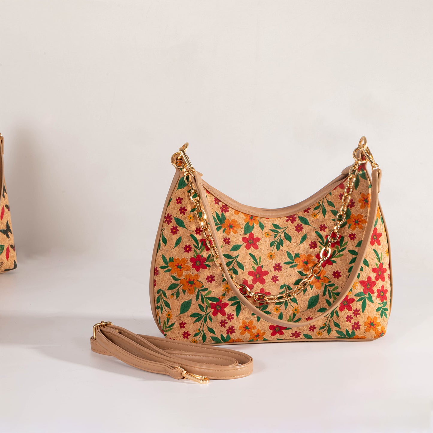 Retro Ethnic Style Cork Wooden Lining Outer Crescent Handbags