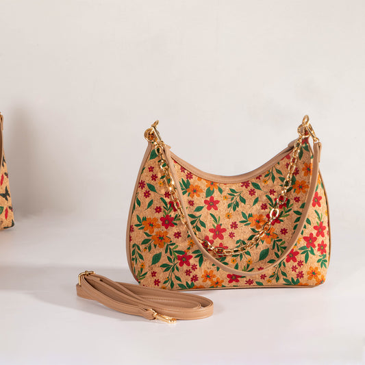 Retro Ethnic Style Cork Wooden Lining Outer Crescent Handbags