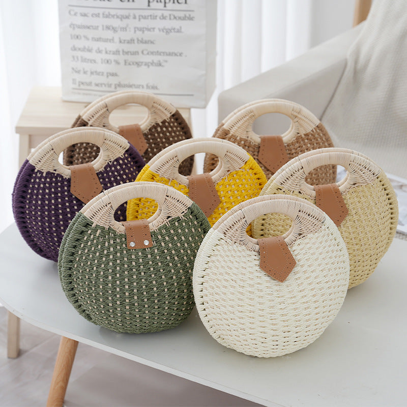 Women's Summer Simple Handmade Vine Woven Beach Women's Handbag