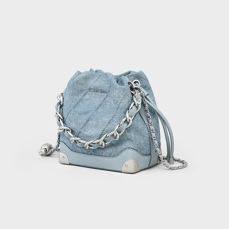 Popular Women's Summer Jean Portable Chain Bucket Bags