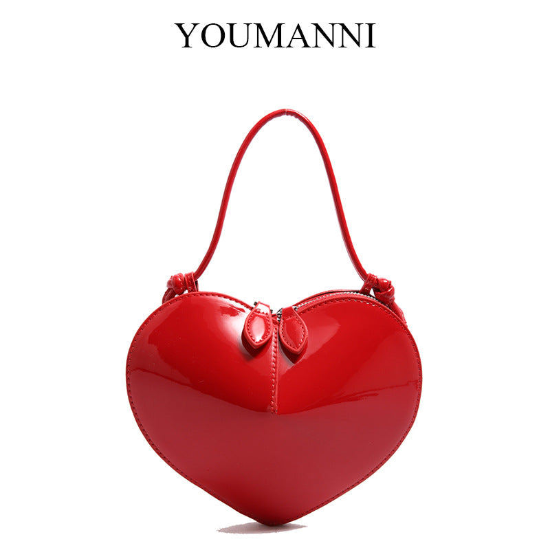 Women's French Fashion Textured Heart Shape Heart-shaped Bags