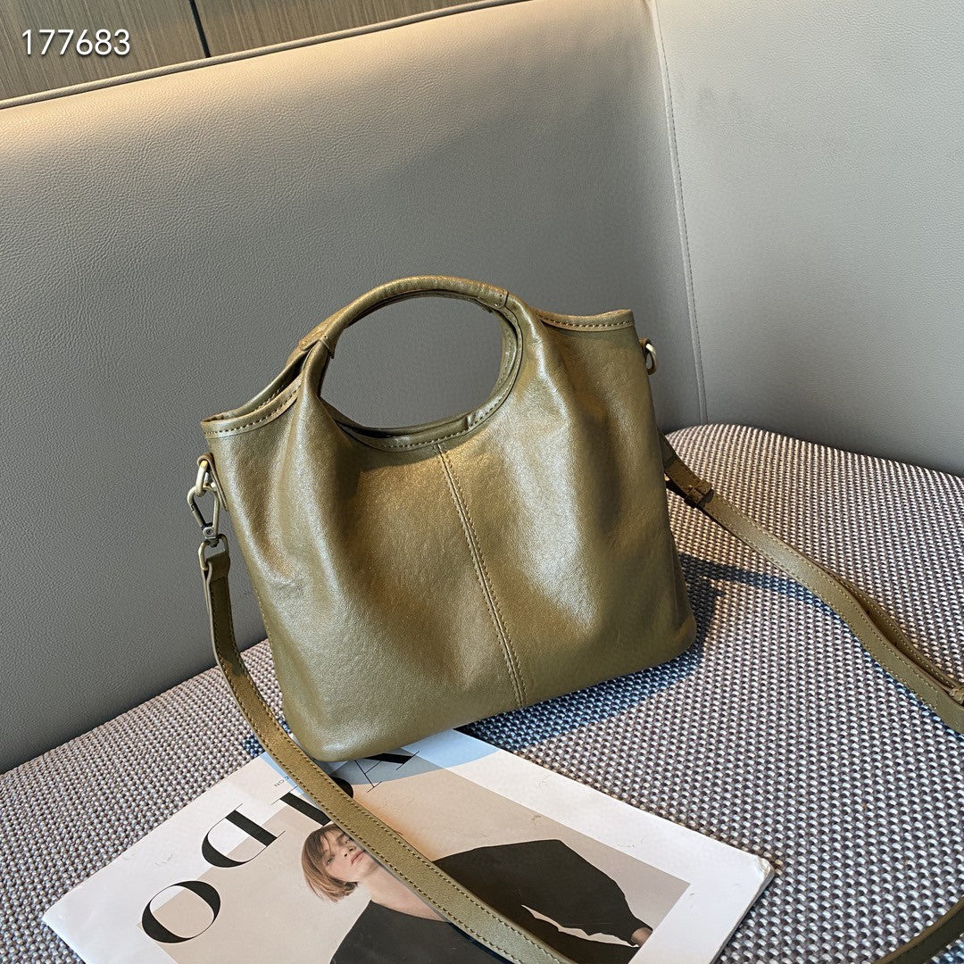 Women's First Layer Cowhide Retro Portable High-grade Women's Shoulder Bag
