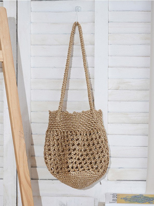 Woven High Sense French Hollow Korean Style Sparkle Sier Women's Shoulder Bag