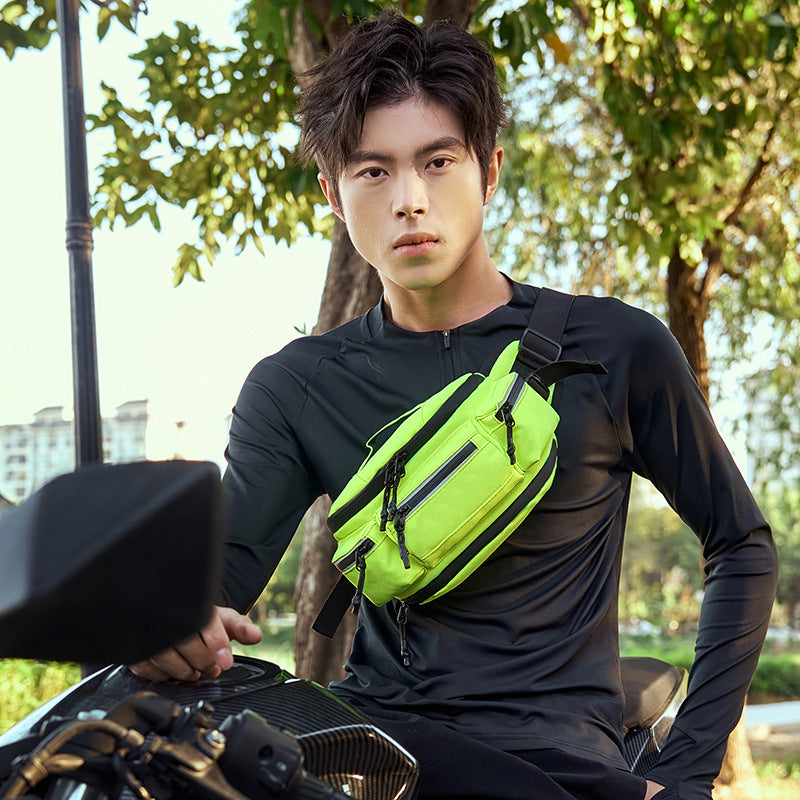 Men's Fashion Night Reflective Design Motorcycle Riding Men's Chest Bag