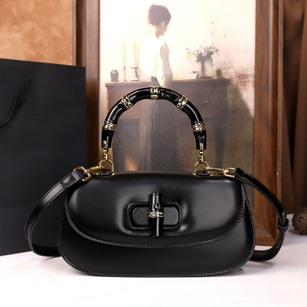 Hand Holding Saddle Bamboo Joint Design Women's Handbag
