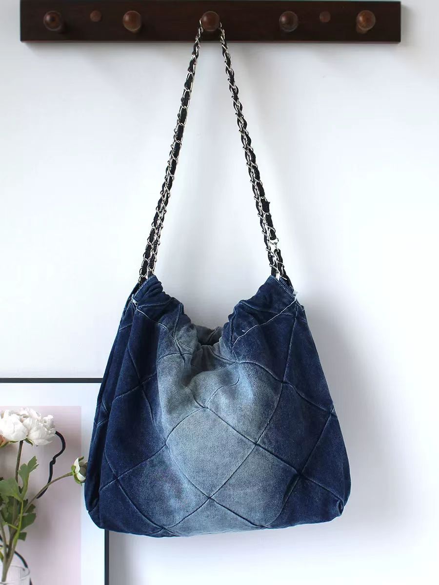 Classic Style Denim Chain Garbage Large Capacity Women's Shoulder Bag