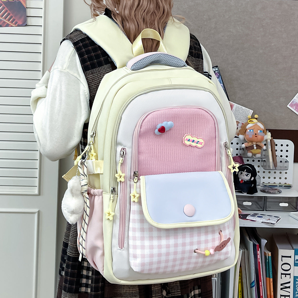 Korean Style Good-looking Dopamine Contrast Color Primary Secondary College Student Schoolbag