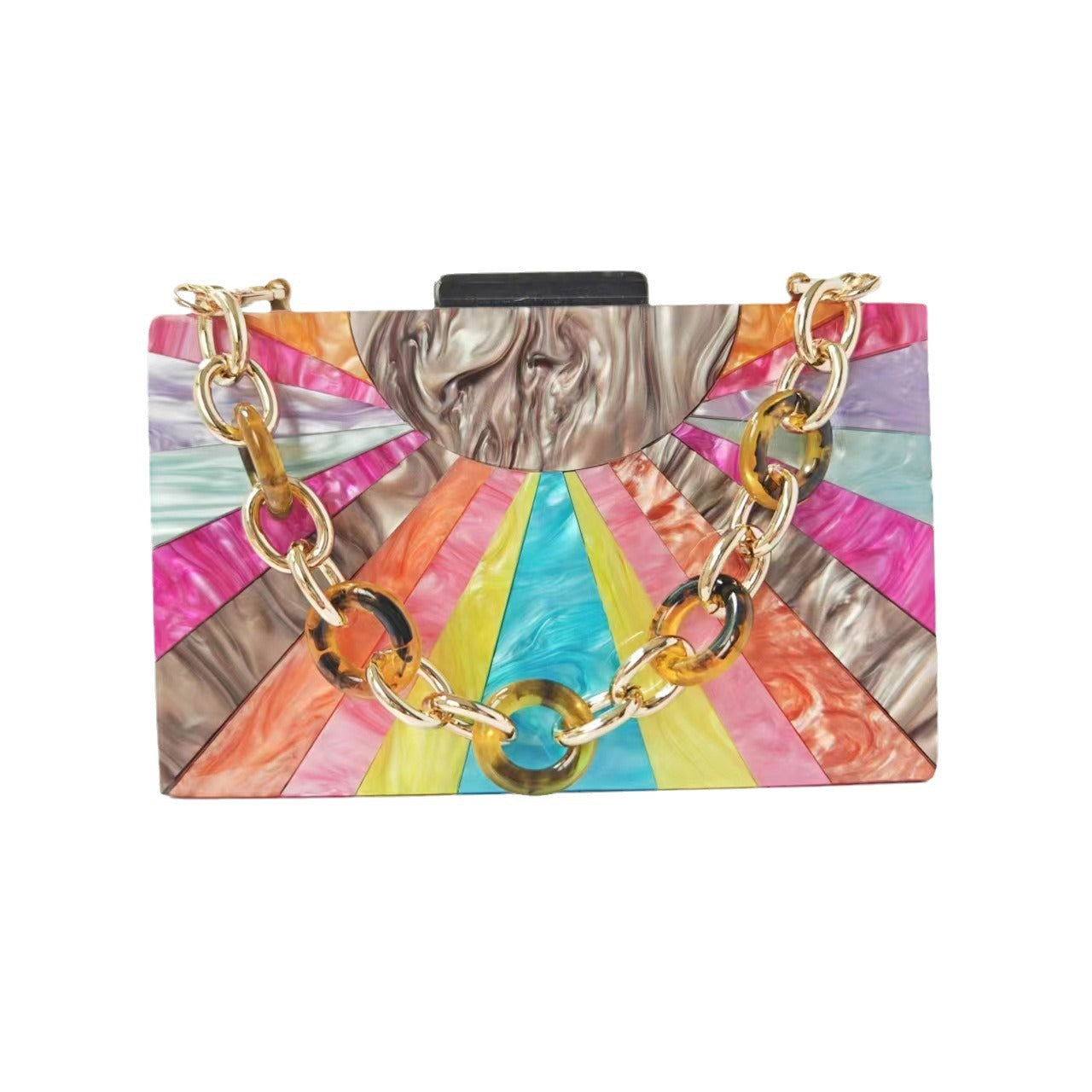 Women's Color Contrast Patchwork Acrylic One Wedding Banquet Dinner Bag