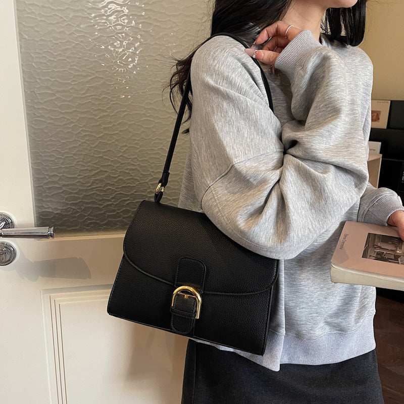 Women's Korean Style Niche Lychee Pattern Underarm Women's Shoulder Bag