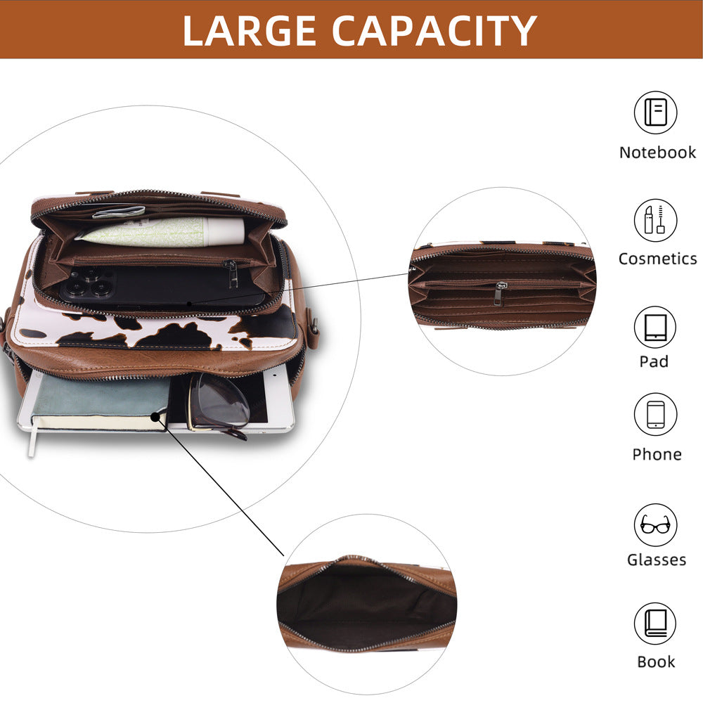 Elegant Women's Cows Pattern Mother Detachable Women's Messenger Bag