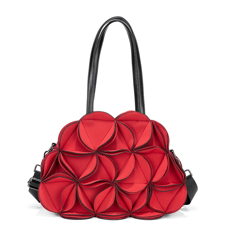 Women's Design Flower Shape Stitching Floral Three-dimensional Women's Shoulder Bag