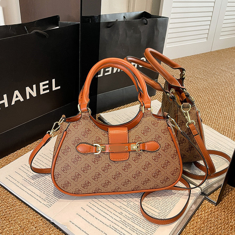 Fashion Retro Stitching Chain Portable Printing Women's Shoulder Bag