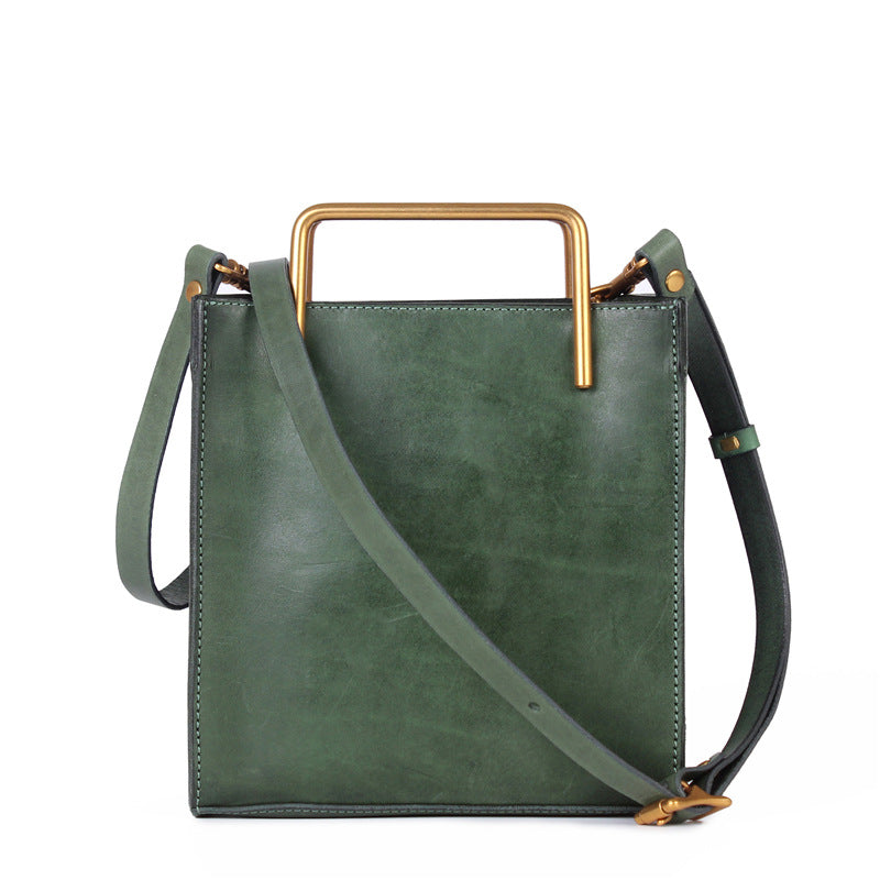 Women's Layer Vegetable Tanning Leather Retro Artistic Niche High Sense Simple Women's Messenger Bag