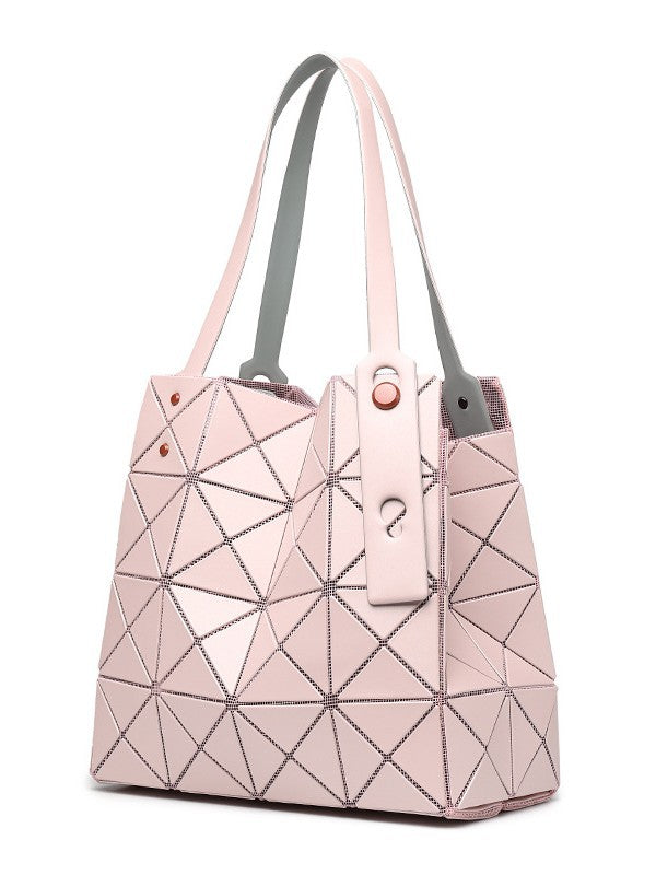 Women's Diamond Geometric Splicing Female Color Nail Folding Portable Women's Shoulder Bag