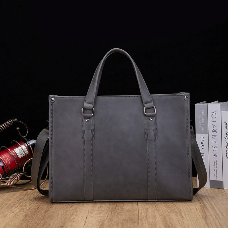 Men's Horizontal Crazy Horse Leather Business Computer Men's Handbags
