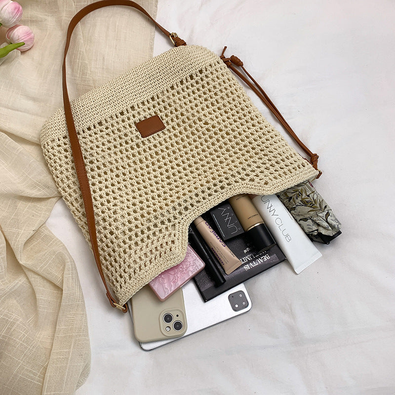 Women's Large Capacity Straw Mori Style Idle Holiday Fashion Men's Shoulder Bags
