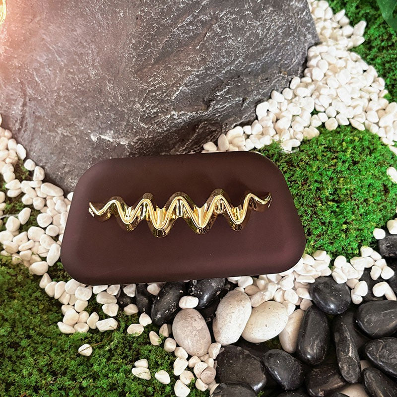Simple Elegant Matte Texture Box Metal Wave Decorative Bags