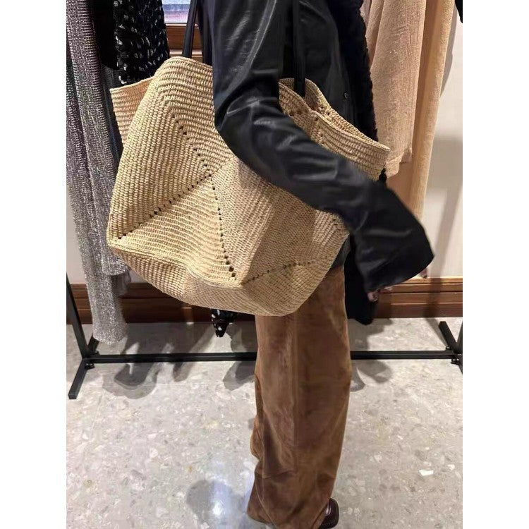 Women's Elegant Raffia Vacation Beach Large Capacity Handmade Tote Bags