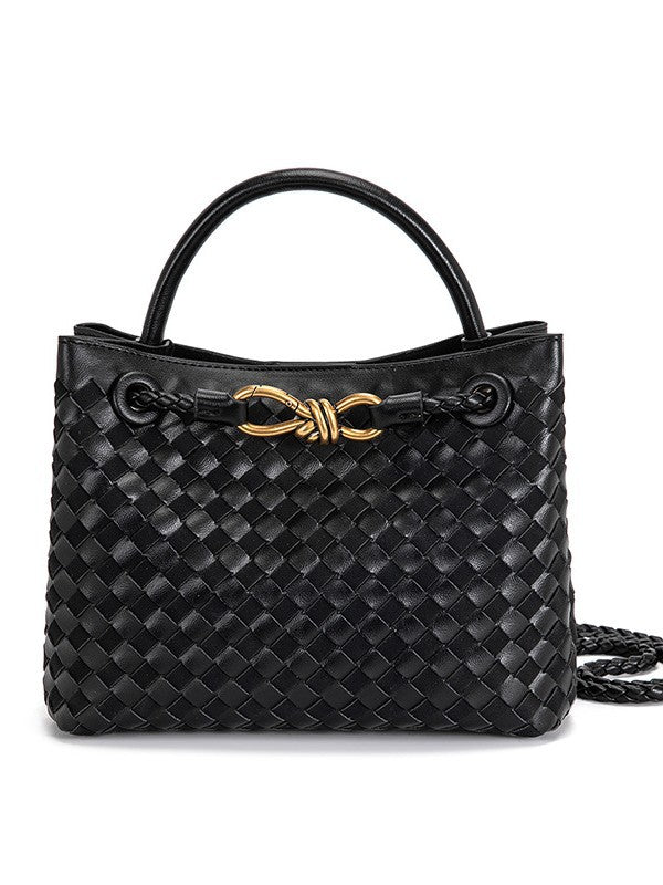 Women's Style Large Woven Metal Cord Fastener Tote Bags