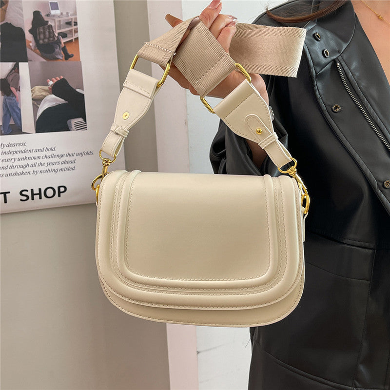Retro Solid Color Saddle Niche Texture Portable Women's Messenger Bag