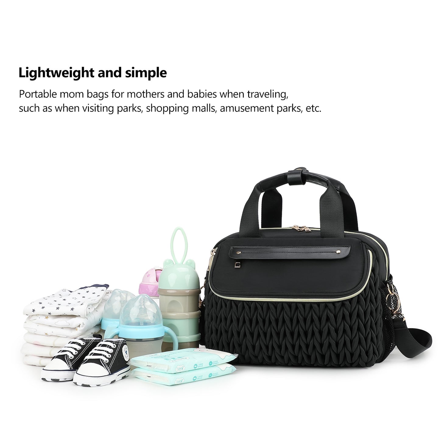 Quilted Stroller Portable Maternity Large Capacity Bottle Mummy Bag