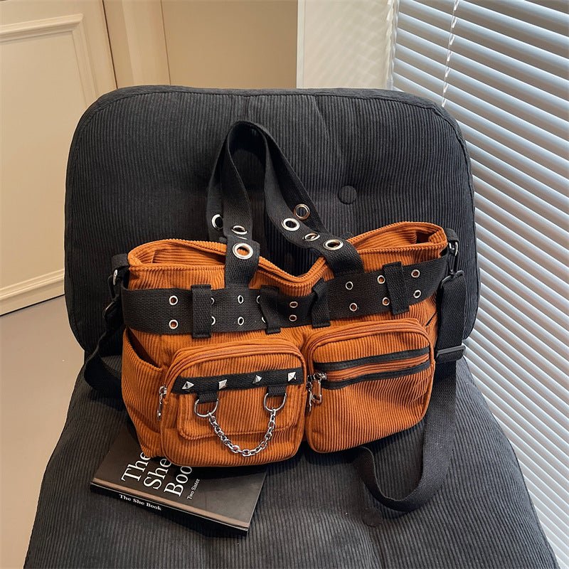 Women's Punk Large Capacity Rivet Commuter Women's Shoulder Bag