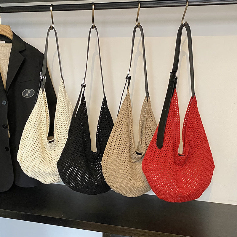 Style Hollow Out Stitching Woven Summer Leisure Vacation Women's Shoulder Bag