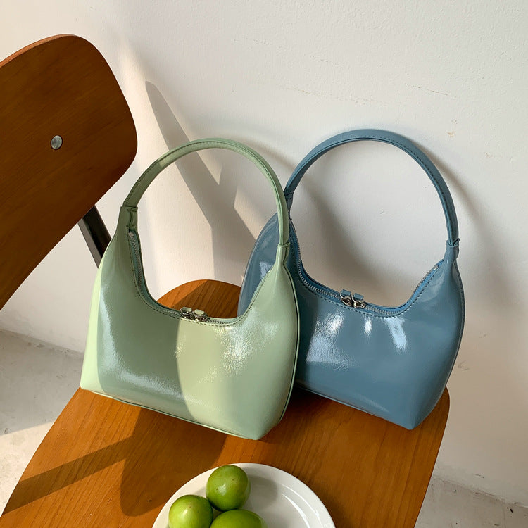 Women's Korean Style Niche High Sense Underarm Patent Leather Moon Women's Shoulder Bag