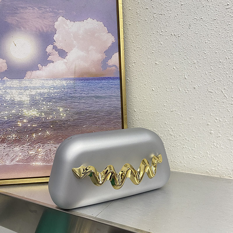 Simple Elegant Matte Texture Box Metal Wave Decorative Bags