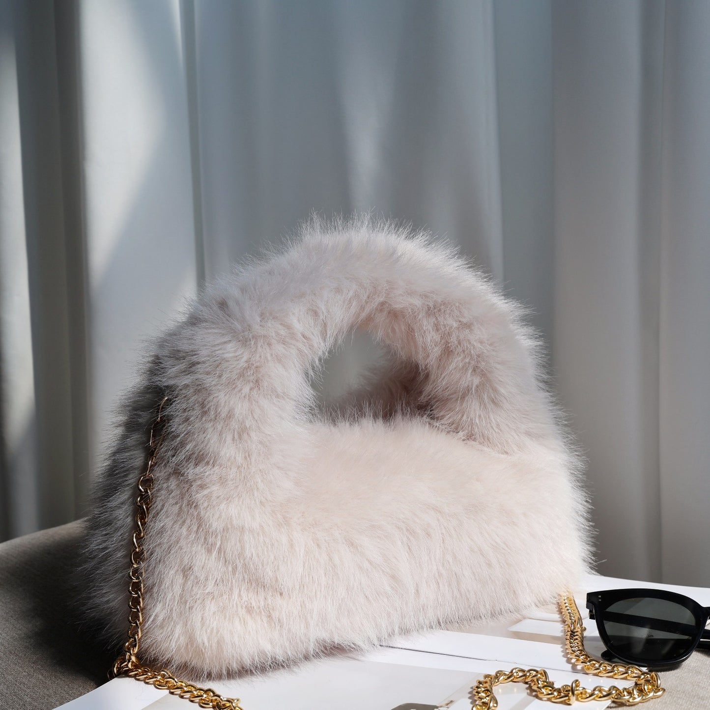Korean Style Plush Imitation Fox Fur Large Women's Clutch