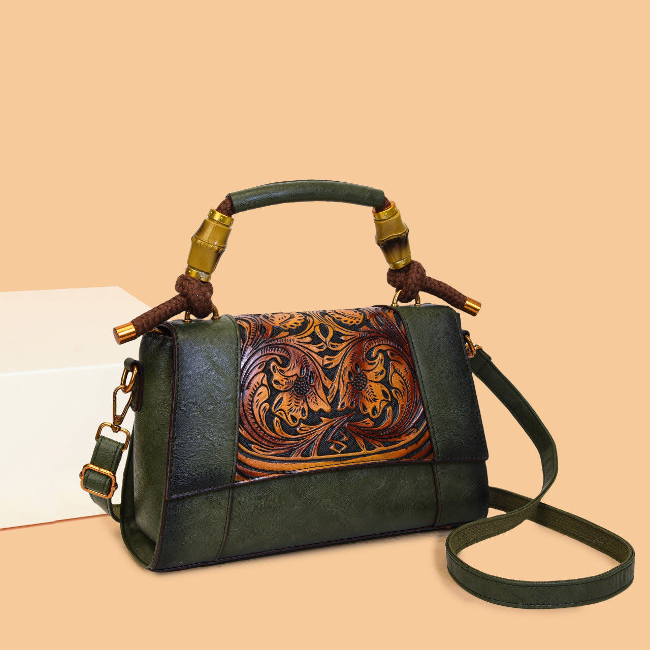 Artistic Bamboo Joint Ethnic Style Large Capacity Women's Handbag